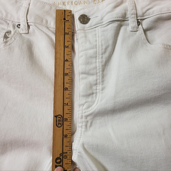 American Eagle Button Fly Jeans Women's 16 Short White Stretch - Picture 5 of 10